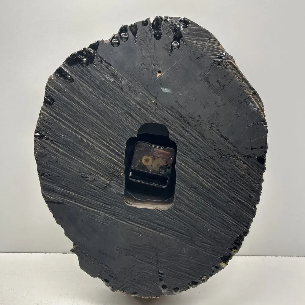 Vintage Handmade Wood Slice Slab Clock Lacquered‎ WORKS ‼️Read Desc‼️
